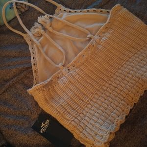 NWT Hollister size XS Crocheted halter crop top